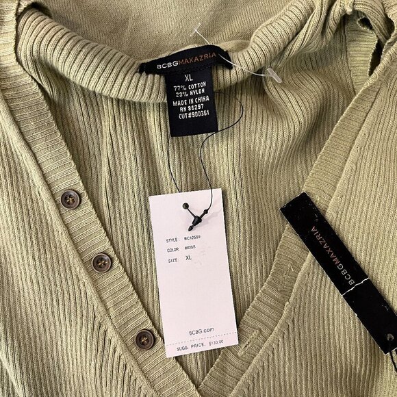 BCBG MAX AZRIA Juniors Moss Green Hooded Sweater - Size XL - NWT $130 - Picture 5 of 5